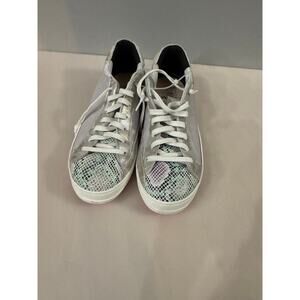 P448 John Sneaker Metallic Silver Pearl Low Top Shoes Snakeskin Sz 12/43 (new)
